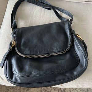 Tom Ford Midnight Black Leather Shoulder Bag